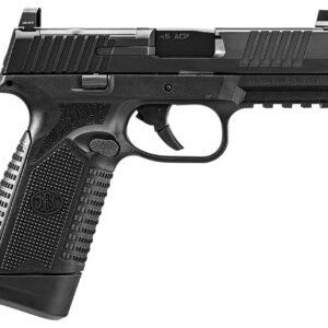 FN 66101389 545 MRD Full Size 45 ACP 10+1 4.10" Black Target Crown Steel Barrel, Black PVD Optic Cut/Serrated Steel Slide & Polymer Frame w/Picatinny Rail, Ambidextrous