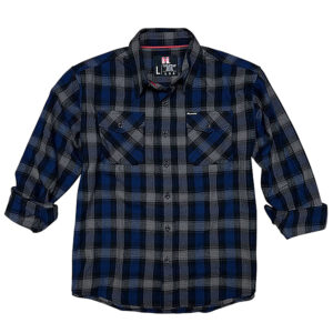 Hornady Gear 32205 Flannel Shirt  2XL Navy/Black/Gray,  Cotton/Polyester, Relaxed Fit Button Up