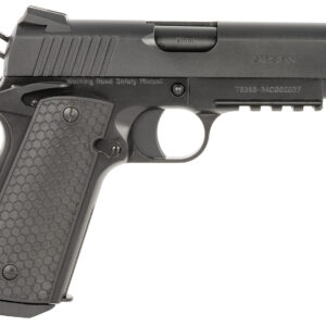 Girsan 392070 MC1911 C Untouchable Compact Frame 45 ACP 8+1 4.40" Black Steel Barrel, Black Serrated Steel Slide & Frame w/Beavertail & Picatinny Rail, Black Polymer Grip