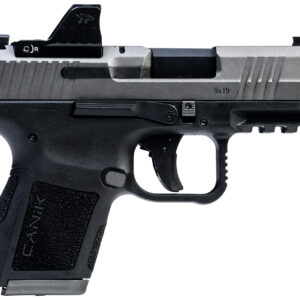 Canik  Mete MC9 Sports South Exclusive 9mm Luger 15+1/12+1 3.18" Black Tenifer Cerakote Optic Ready/Serrated Steel Slide, Tungsten Cerakote Polymer Frame w/Picatinny Rail, MeCanik M01 Red Dot