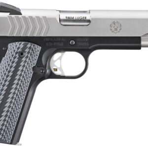 Ruger  SR1911  Full Size 9mm Luger 9+1 5" Stainless Steel Barrel, Satin Stainless Steel Serrated Slide, Black Anodized Aluminum Frame w/Beavertail, Black/Gray G10 Grip