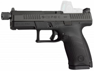 CZ-USA 91513 P-10 C Compact Frame 9mm Luger 17+1 4.02" Black Steel Threaded Barrel Black Nitride Optic Ready/Serrated Steel Slide Black Polymer Frame w/Picatinny Rail