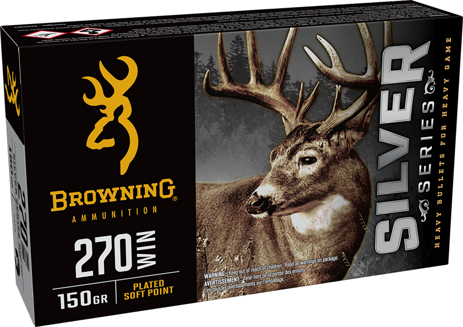 Browning Ammo B192602701 Silver 270Win 150gr Plated Soft Point 20 Per Box/10 Case