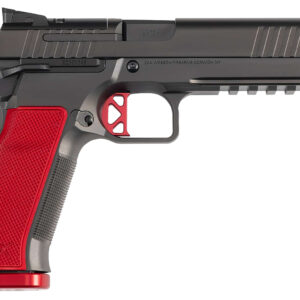 Dan Wesson 92003 DWX  9mm Luger 19+1 4.95" Black Match Grade Barrel, Black DLC Optics Ready Serrated Steel Slide, Black Aluminum Frame w/Beavertail & Picatinny Rail, Red Textured Aluminum Grip