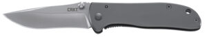 CRKT 6450S Drifter EDC 2.88" Folding Drop Point Plain Satin 8Cr14MoV SS Blade, Silver Stainless Steel Handle