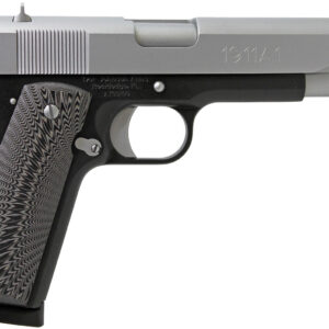 Iver Johnson Arms 1911A1TT 1911 A1  Full Size Frame 45 ACP 8+1 5" Stainless Steel Barrel, Silver Cerakote Serrated Stainless Steel Slide, Black Steel Frame w/Beavertail, Black/Gray G10 Grip