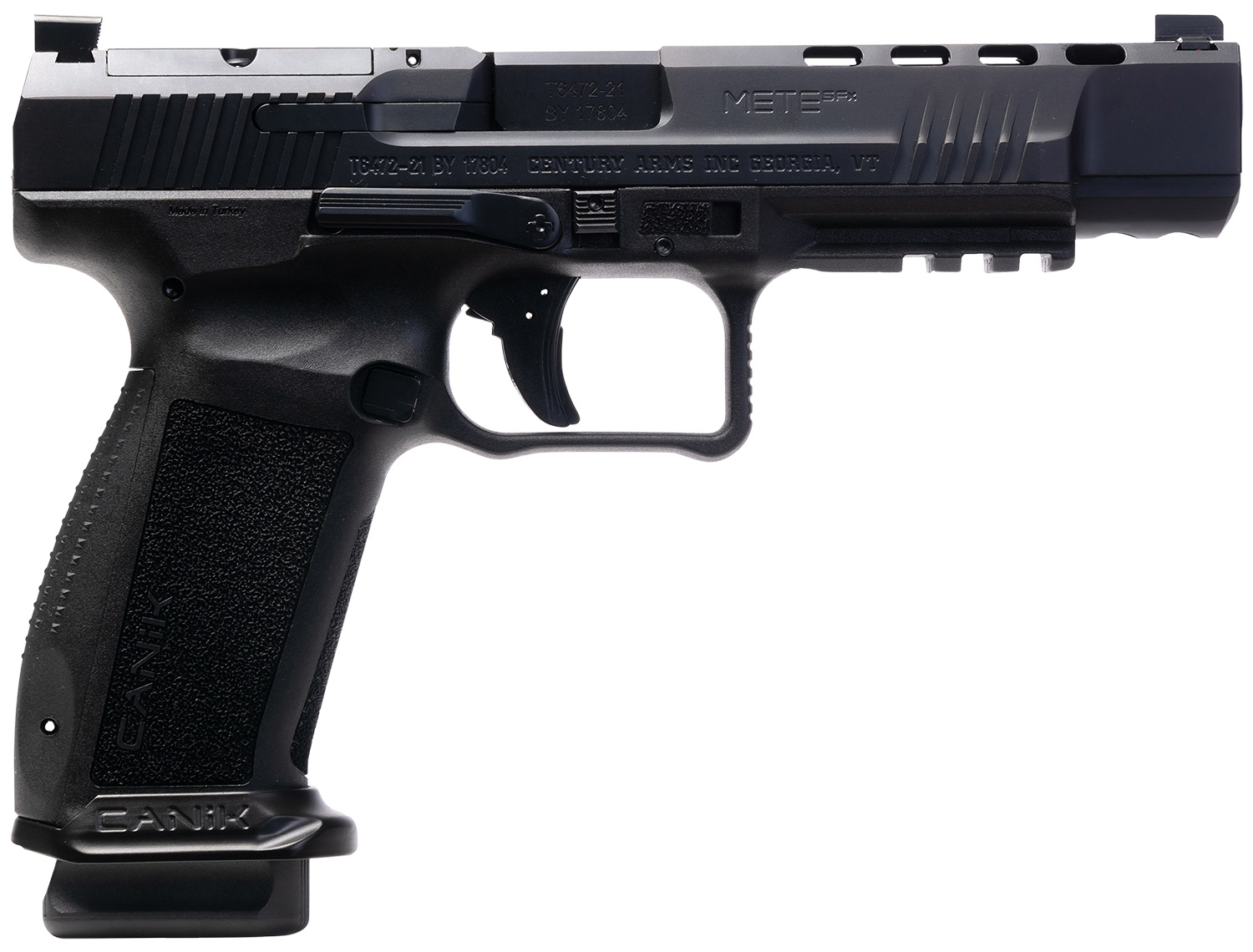 Canik HG6825N Mete SFx 9mm Luger 10+1 5.20" Black Nitride Match Grade Barrel, Black Optic Ready/Serrated Steel Slide, Black Polymer Frame w/Picatinny Rail, Aggressive Texture Grip