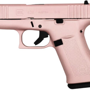 Glock PX4350204RGPCT G43X  Slim Sub-Compact Frame 9mm Luger 10+1 3.41" Black GMB Barrel, Rose Gold Cerakote Steel Serrated Slide & Polymer Frame w/Beavertail, Textured Polymer Grip, Ambidextrous