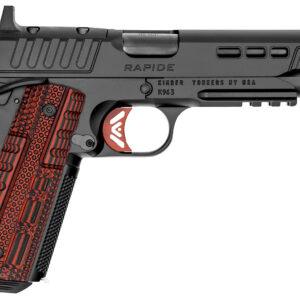 Kimber Mfg.,inc 3000452 Rapide Heat 45 ACP 8+1 5.50" Black DLC Steel Barrel, KimPro II Black Lightening Cut/Optic Ready/Serrated Steel Slide, Kimpro II Black Steel Frame w/Beavertail, Red G10 Grip