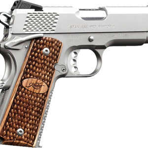 Kimber Mfg.,inc 3200195 Stainless Pro Raptor II 45ACP 8+1 4" Stainless Steel Slide Satin Silver Zebrawood w/ Scale Pattern and Kimber Logo Grip