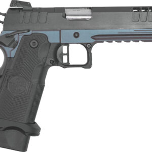 Great Lakes Firearms GL1911DS9FSSBLU 1911 DS Synergy 9mm Luger 20+1 5" Optic Cut/Serrated Cerakote Black Molded Grip Blue Titanium Frame