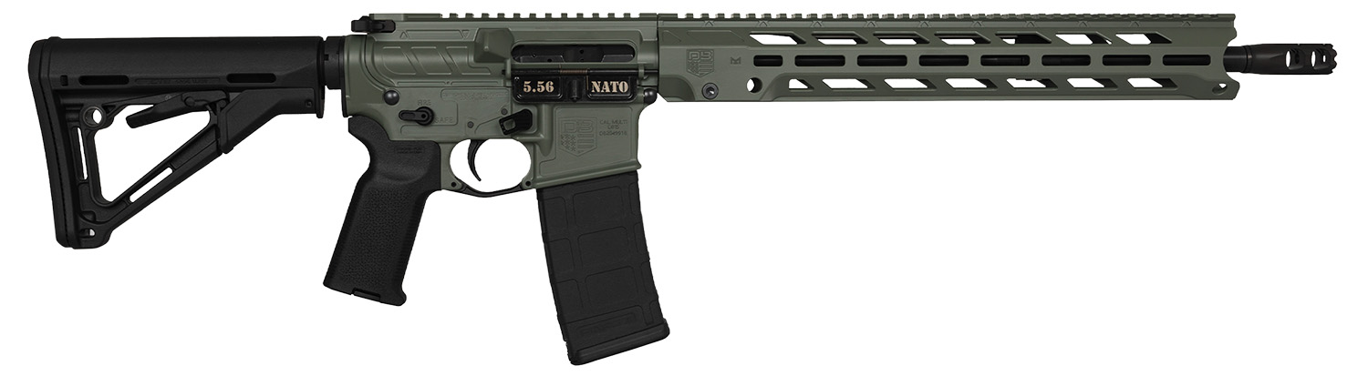 Diamondback DB1784K791 DB15 Obsidian 5.56 NATO 30+1 16" Black Nitride Threaded Barrel, Jungle Green Cerakote Picatinny Rail Aluminum Receiver, Magpul CTR Black Synthetic Stock & Magpul MOE K2 Grip