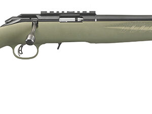 Ruger 8336 American  Sports South Exclusive Full Size 17 HMR 9+1 18" Satin Blued Steel Threaded Barrel & Alloy Steel Receiver w/Scope Rail, Green Fixed Synthetic Stock, Right Hand