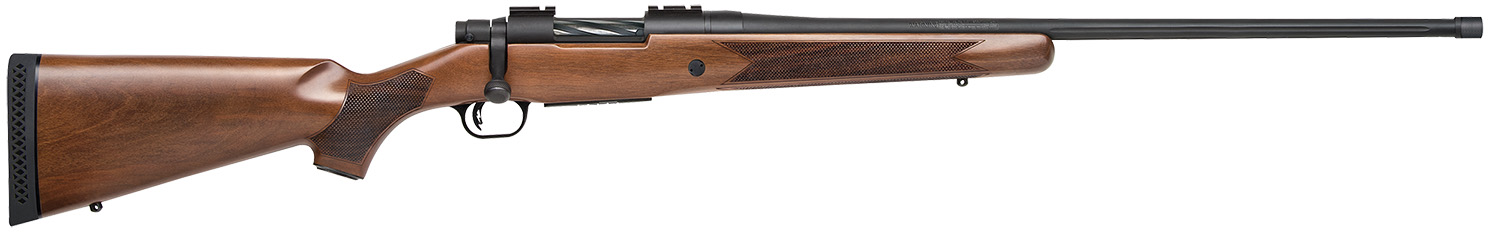 Mossberg 28236 Patriot Full Size 6.5 PRC 4+1 24" Matte Blued Fluted Threaded Barrel, Drilled & Tapped Matte Blued Stainless Steel Receiver, Walnut Fixed Stock