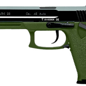 HK 81001074 Mark 23  45 ACP 12+1 5.87" Black Threaded Barrel, Black Cerakote Serrated Steel Slide, OD Green Polymer Frame w/Accessory Rail, Textured Grip