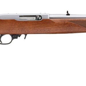 Ruger 31228 10/22 Sporter 22 LR 10+1 18.50" Clear Satin Stainless Steel Barrel, Drilled & Tapped Receiver, Walnut Stained Hardwood Stock