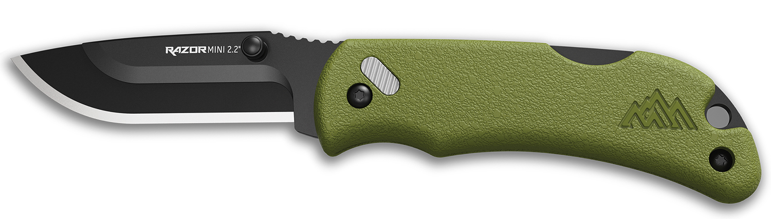 Outdoor Edge RMG222C RazorMini 2.20" Folding Plain 420J2 SS Blade OD Green ABS Polymer Handle