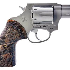 Taurus 2-85629-US2 856  Small 6 Shot 2" Matte Stainless Steel Barrel & Frame, Polished Cylinder, Custom Designed Wood Grip w/Stars, Transfer Bar Safety, Exposed Hammer