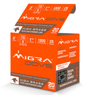 Migra Ammunitions M20UD75-9 Dove 20Gauge 3" 1 1/4oz 7.5/9Shot 25 Per Box/10 Case