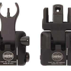 LWRC 2000065A01 Skirmish Back Up Iron Sights Set  Black Folding for AR-15