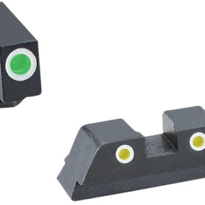 TruGlo TG231G1AW Tritium Pro  White Outline Tritium Front/Green Tritium Rear/Black Nitride Fortress Frame,Compatible w/Glock 42/43/43X/48 Except MOS, Front Post/Rear Dovetail Mount