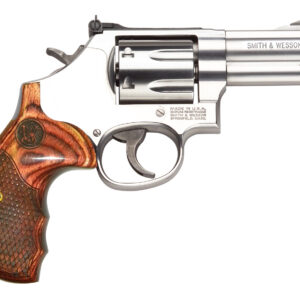 Smith & Wesson 150713 Model 686 Plus Deluxe 357 Mag or 38 S&W Spl +P Stainless Steel 3" Barrel & 7rd Cylinder,  Satin Stainless Steel L-Frame, Textured Wood Grip, Internal Lock