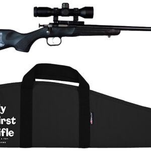Crickett KSA2240BSC Youth Package 22 LR Caliber with 1rd Capacity, 16.12" Barrel, Blued Metal Finish & Black Synthetic Stock Right Hand (Youth) Includes Scope & Case