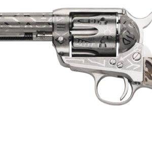 Taylors & Company 200063 1873 Cattle Brand 45 Colt (LC) Caliber with 5.50"  Barrel, 6rd Capacity Cylinder, Overall Nickel-Plated Engraved Finish Steel & Imitation Stag Grip