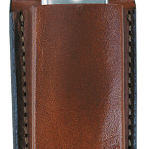 Bianchi 10739 Open Top Mag Pouch  Single Tan Leather Belt Clip Compatible w/ 9mm/40 Belts 1.75" Wide