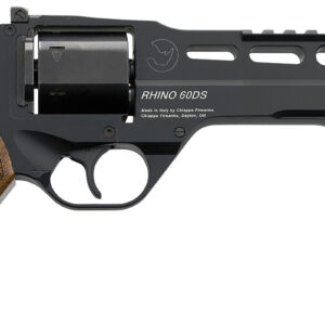 Chiappa Firearms 340167 Rhino 60DS  Large Frame 9mm Luger 6 Shot, 6" Black Anodized Steel Vent Rib Barrel & Cylinder, Black Anodized Aluminum Frame, Walnut Grip, Concealed Hammer