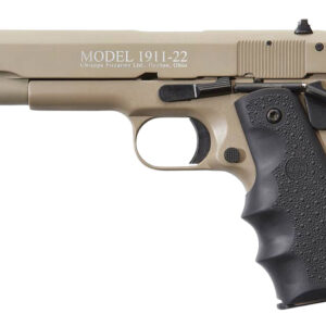 Chiappa Firearms 401120 1911-22  22 LR 10+1, 5" Black Steel Barrel, Tan Serrated Slide, Tan Aluminum Frame w/Beavertail, Black Hogue Rubber Finger Grooved Grip, Manual Thumb Safety, Right Hand