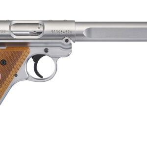 Ruger 40112 Mark IV Competition 22 LR 10+1 6.88" Satin Stainless Slab-Sided Bull Barrel, Satin Stainless Steel/Optic Ready Slide, Checkered Laminate w/Thumbrest Grip