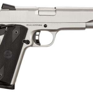 Rock Island 51448 Rock Standard FS 45 ACP 8+1 5" Barrel, Overall Matte Nickel Finish Steel, Beavertail Frame, Serrated Slide & Black Rubber Grip