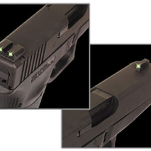 TruGlo TG231G1 Tritium  Green Tritium Front & Rear/Black Nitride Fortress Frame, Compatible w/Glock 9mm Luger/40 S&W, Front Post/Rear Dovetail Mount