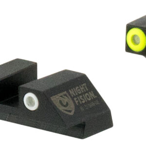 Night Fision GLK001003YGW Tritium Night Sights For Glock  Green Tritium Yellow Outline Front Sight- Green Tritium White Outline Rear Sight Glock 17/17L/19/22