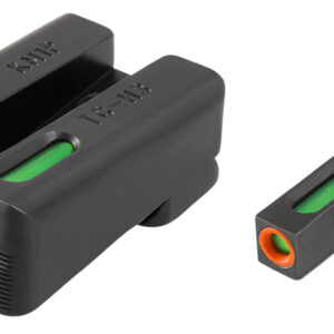 TruGlo TG13KM1PC TFX Pro  Black | Green Tritium & Fiber Optic Orange Outline Front Sight Green Tritium & Fiber Optic Rear Sight
