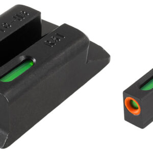 TruGlo TG13RS1PC TFX Pro  Black | Green Tritium & Fiber Optic Orange Outline Front Sight Green Tritium & Fiber Optic Rear Sight
