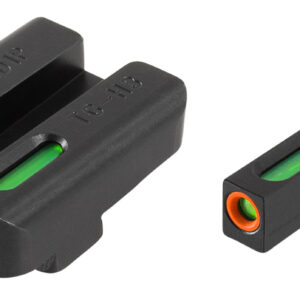 TruGlo TG13XD1PC TFX Pro  Black | Green Tritium & Fiber Optic Orange Outline Front Sight Green Tritium & Fiber Optic Rear Sight