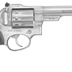 Ruger 1757 GP100  Medium Frame 22 LR 10rd 5.50" Satin Stainless Barrel, Frame & Cylinder, Black Rubber w/Wood Insert Grip, Transfer Bar Safety, Exposed Hammer