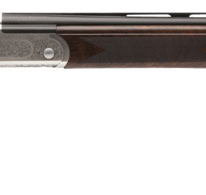 Stevens 22593 555 E Full Size 20 Gauge Break Open 3" 2rd 26" Black Satin Vent Rib Barrel, Engraved Satin Silver Aluminum Receiver, Fixed Satin Turkish Walnut Stock, Ambidextrous