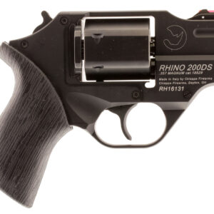 Chiappa Firearms CF340216 Rhino 200DS Small Frame 357 Mag 6 Shot, 2" Black Anodized Steel Barrel, Blued Steel Cylinder, Black Anodized Aluminum Frame, Black Rubber Grip, Concealed Hammer