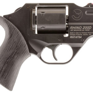 Chiappa Firearms CF340217 Rhino 200D Small Frame 357 Mag, 6 Shot 2" Black Anodized Steel Barrel, Blued Cylinder Black Anodized Aluminum Frame, Black Rubber Grip, Concealed Hammer