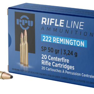 PPU PP222 Standard Rifle  222Rem 50gr Soft Point 20 Per Box/50 Case
