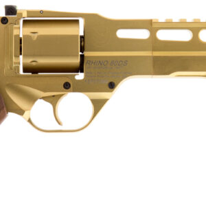 Chiappa Firearms 340225 Rhino 60DS Medium Frame 357 Mag 6 Shot, 6" Gold Plated PVD Steel Vent Rib Barrel & Cylinder, Gold Plated PVD Aluminum Frame,  Walnut Grip, Concealed Hammer