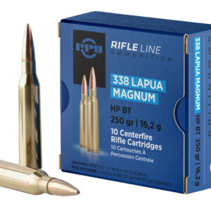 PPU PP338H Standard Rifle  338LapuaMag 250gr Hollow Point Boat Tail 10 Per Box/20 Case