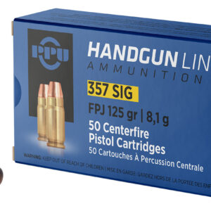 PPU PPH357S Handgun  357Sig 125gr Flat Point Jacketed 50 Per Box/20 Case