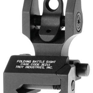 Troy Ind SSIGFBSROBT00 Rear Folding BattleSight Round  Black Hardcoat Anodized for AR-15