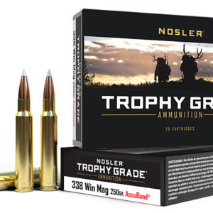 Nosler 60086 Trophy Grade  338WinMag 250gr Nosler AccuBond 20 Per Box/10 Case