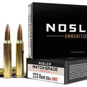 Nosler 60023 Match Grade  223Rem 69gr Custom Competition Hollow Point Boat Tail 20 Per Box/20 Case