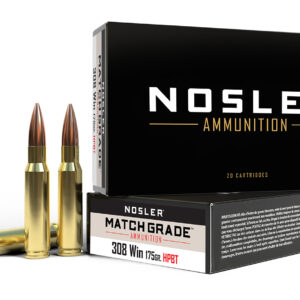 Nosler 60072 Match Grade  308Win 175gr Custom Competition Hollow Point Boat Tail 20 Per Box/10 Case